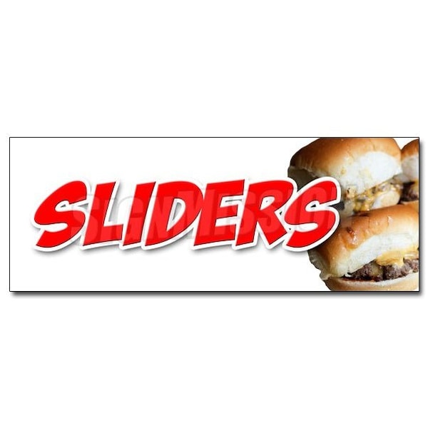 SLIDERSMINI BURGERS DECAL sticker charcoal grilled beef cheeseburger eat, D-48 Sliders Mini Burger